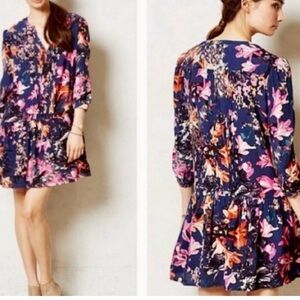 Maeve Blue and Pink Floral Long Sleeve Dress